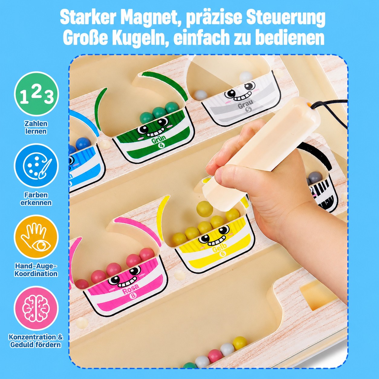 Montessori-Magnetische Farbsortierung aus Holz