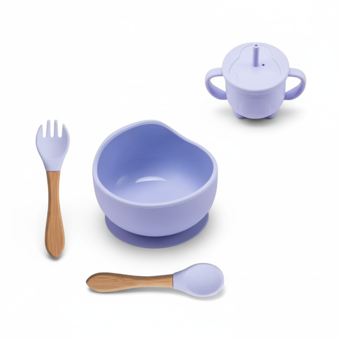 4-Piece Silicone Baby Dinner Set with Suction Cup – Safe Eating. No Mess.