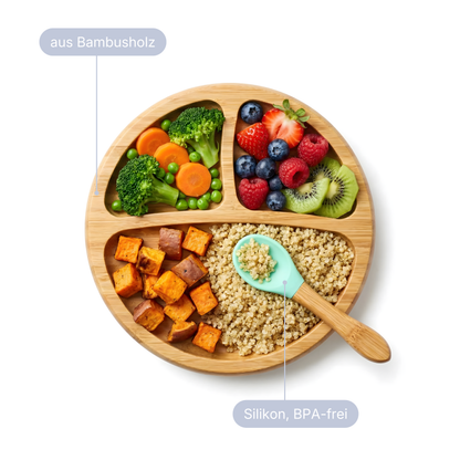 Bamboo Baby Dinnerware Set with Suction Cup – Less Mess. More Relaxed Meals.