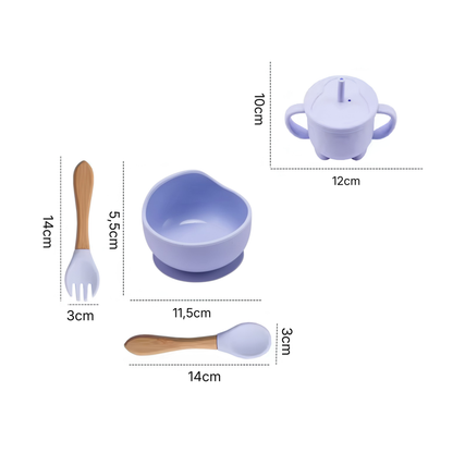 4-Piece Silicone Baby Dinner Set with Suction Cup – Safe Eating. No Mess.