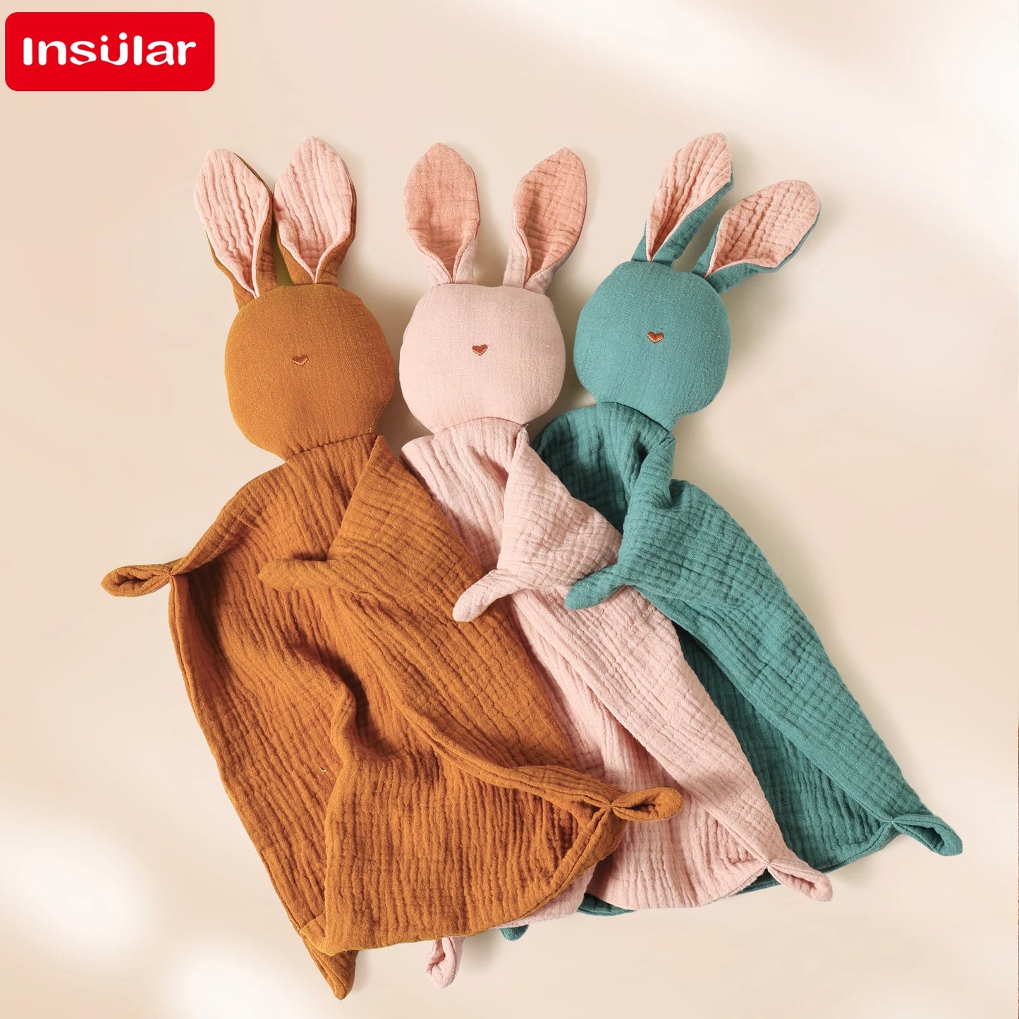 Cute bunny security blanket made of 100% cotton for babies