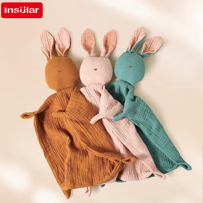 Cute bunny security blanket made of 100% cotton for babies