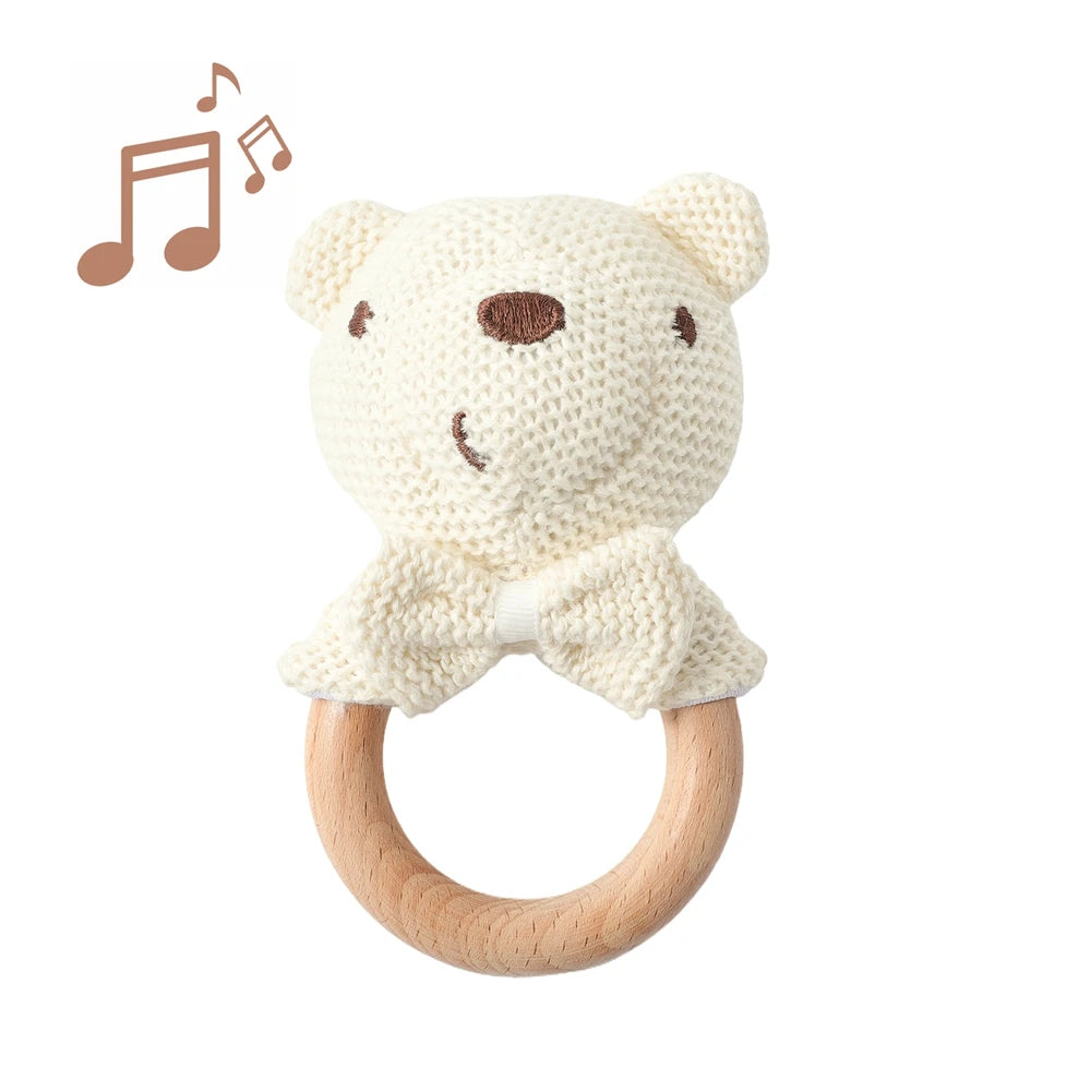Cute Baby Rattle Toy with Crocheted Bear