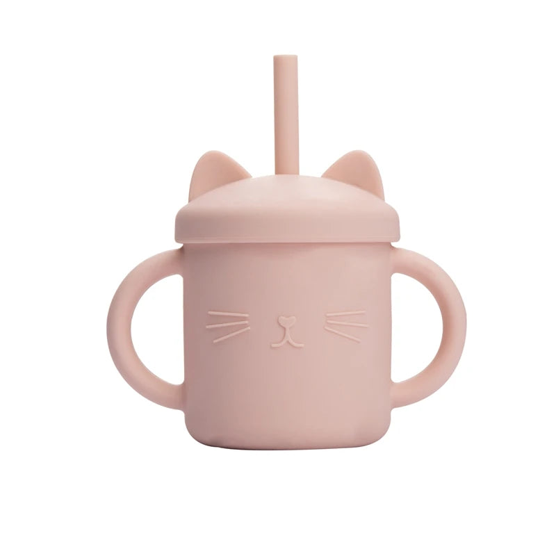 Baby mug with double handle, anti-scald and for leak-proof baby feeding