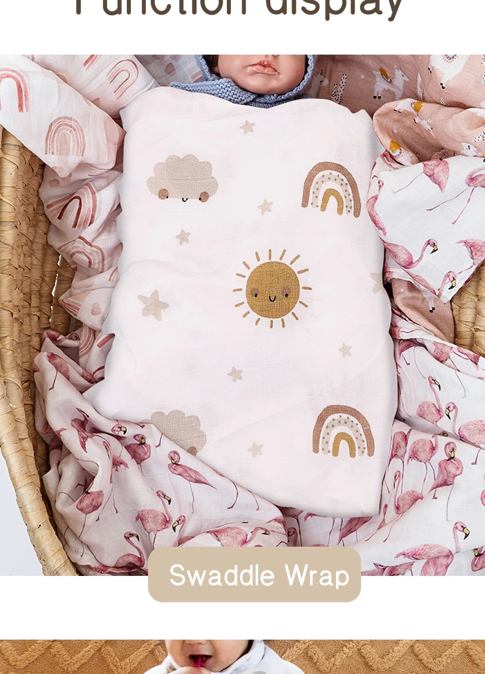 Bamboo Cotton Baby Muslin Swaddle Blanket