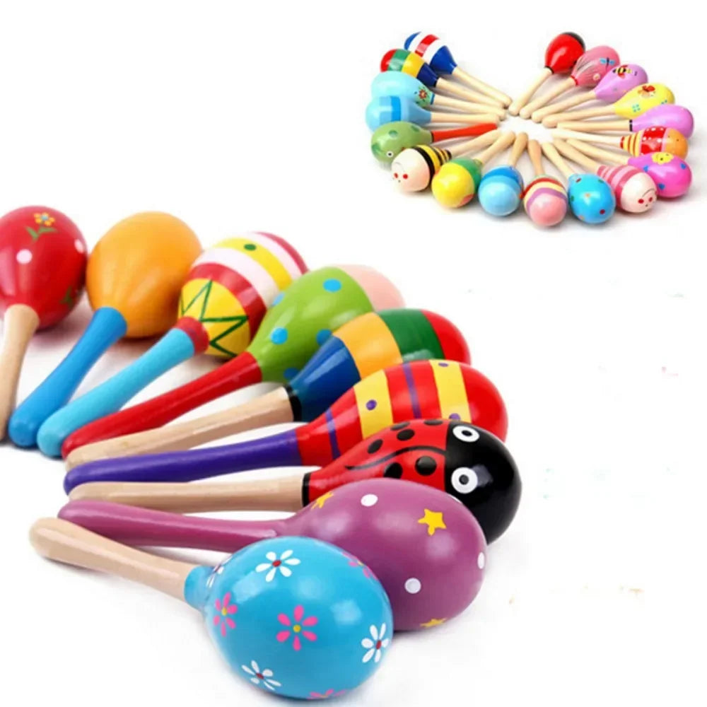 Große Montessori Baby Spielzeug Holz Bunte Musikinstrument Rassel Shaker Sand Hammer Glocke Kinder Kinder Frühes Lernen Spielzeug