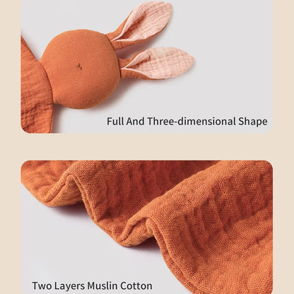 Cute bunny security blanket made of 100% cotton for babies
