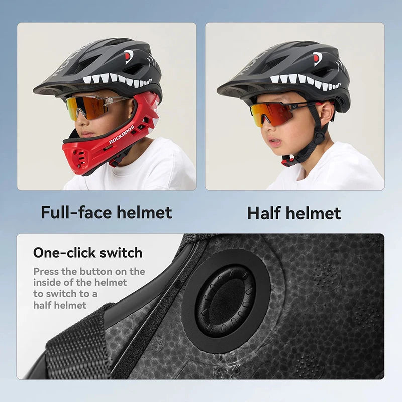 ROCKBROS Kinder-Fahrrad- und Rollerhelm - abnehmbarer Integralhelm