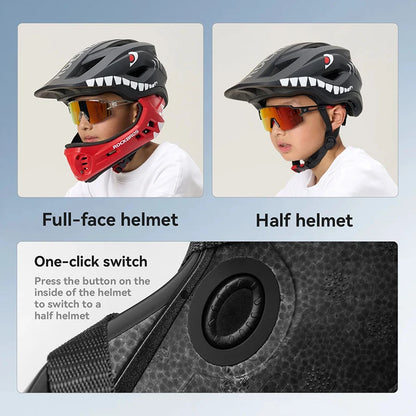 ROCKBROS Kinder-Fahrrad- und Rollerhelm - abnehmbarer Integralhelm