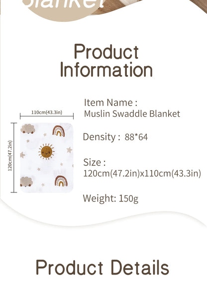 Bamboo Cotton Baby Muslin Swaddle Blanket