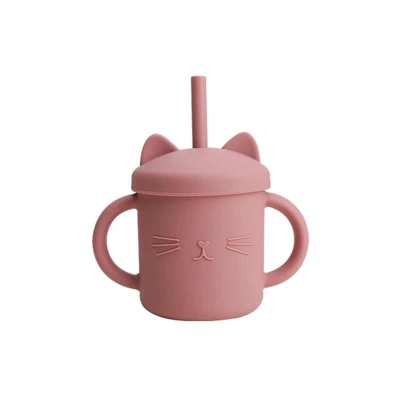 Baby mug with double handle, anti-scald and for leak-proof baby feeding