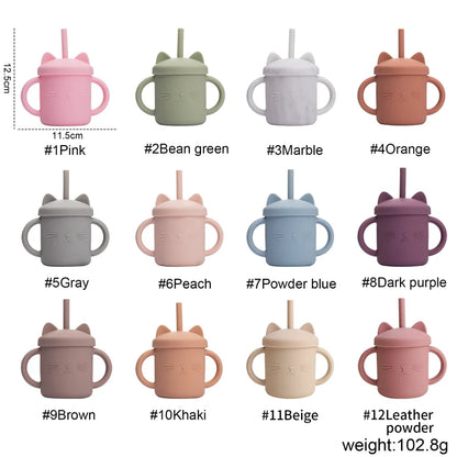 Baby mug with double handle, anti-scald and for leak-proof baby feeding