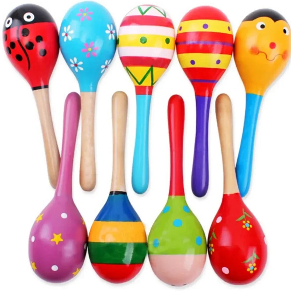Große Montessori Baby Spielzeug Holz Bunte Musikinstrument Rassel Shaker Sand Hammer Glocke Kinder Kinder Frühes Lernen Spielzeug