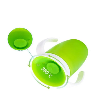 Baby learning drinking cup with double handle and flip lid, suitable for 360-degree rotation