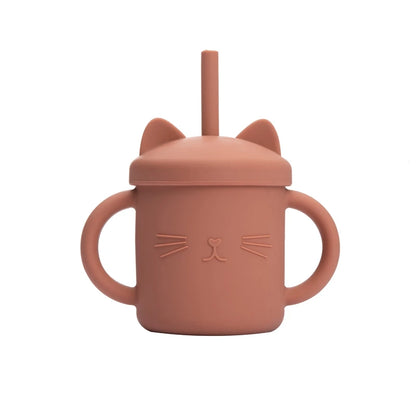 Baby mug with double handle, anti-scald and for leak-proof baby feeding