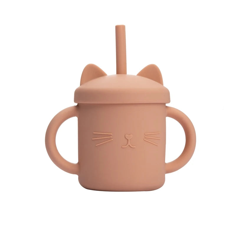 Baby mug with double handle, anti-scald and for leak-proof baby feeding