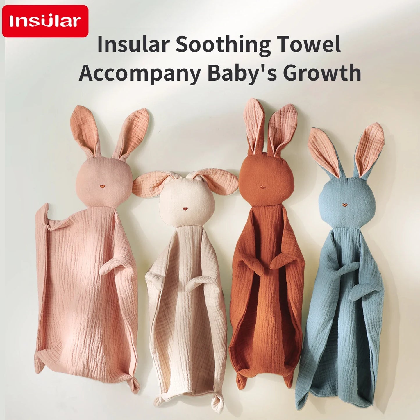 Cute bunny security blanket made of 100% cotton for babies