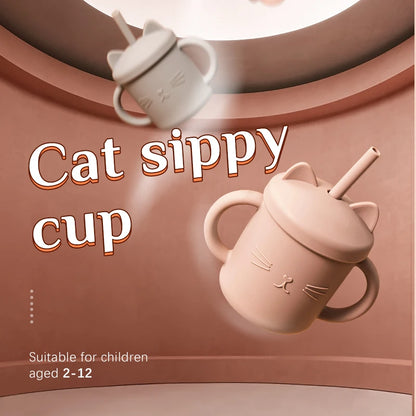 Baby mug with double handle, anti-scald and for leak-proof baby feeding