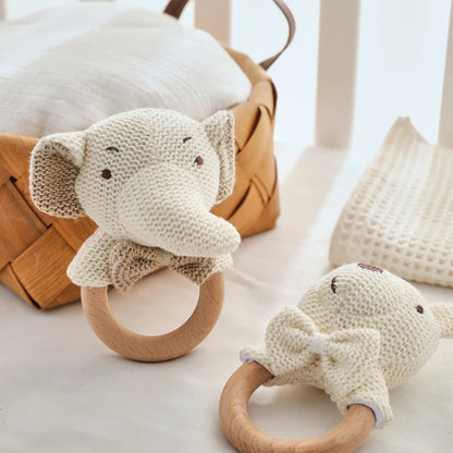 Cute Baby Rattle Toy with Crocheted Bear