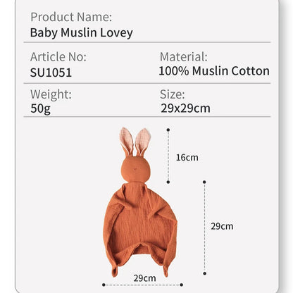 Cute bunny security blanket made of 100% cotton for babies