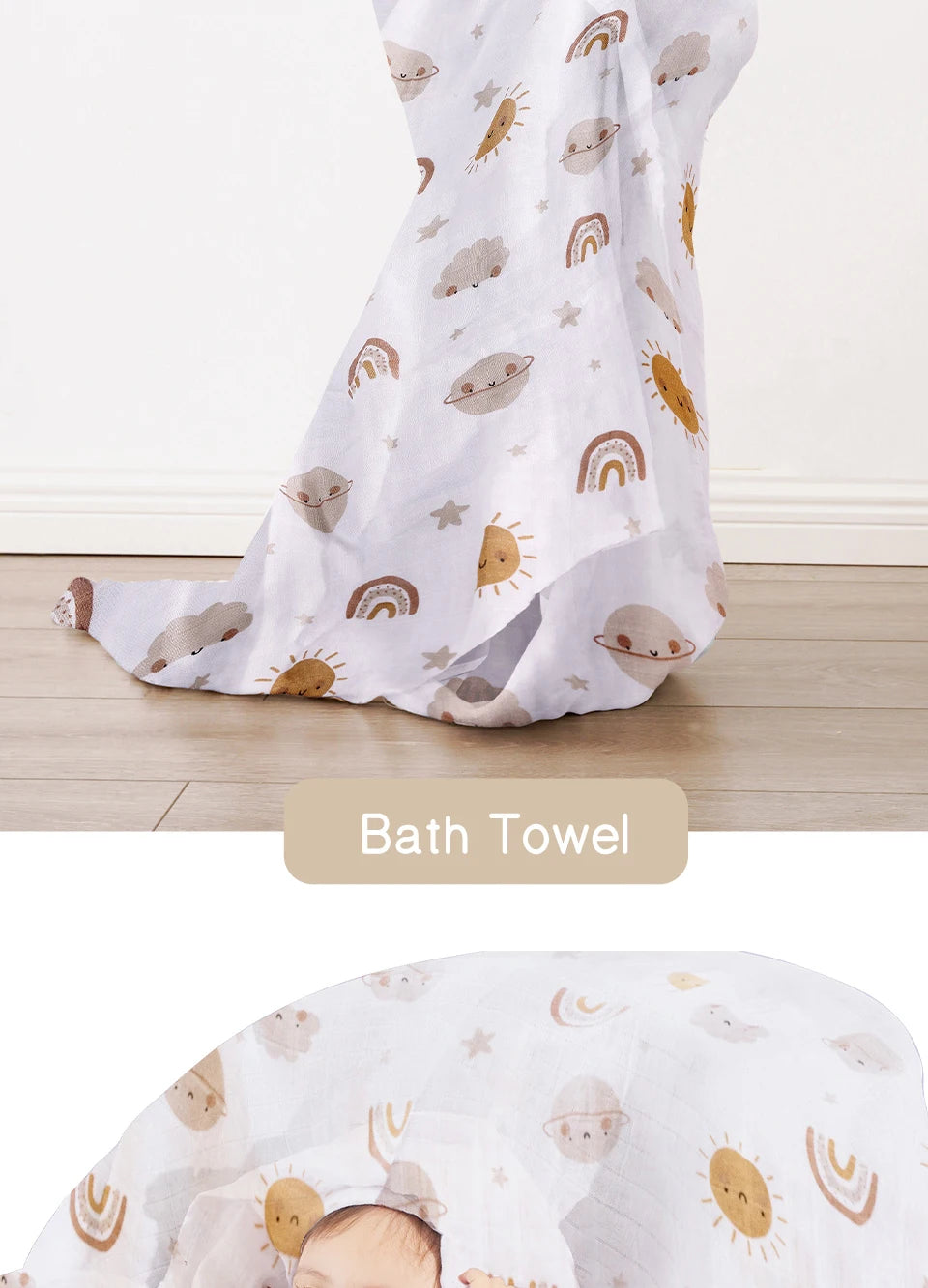 Bamboo Cotton Baby Muslin Swaddle Blanket