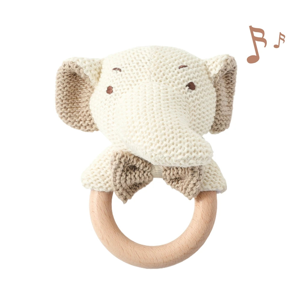 Cute Baby Rattle Toy with Crocheted Bear