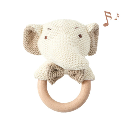 Cute Baby Rattle Toy with Crocheted Bear