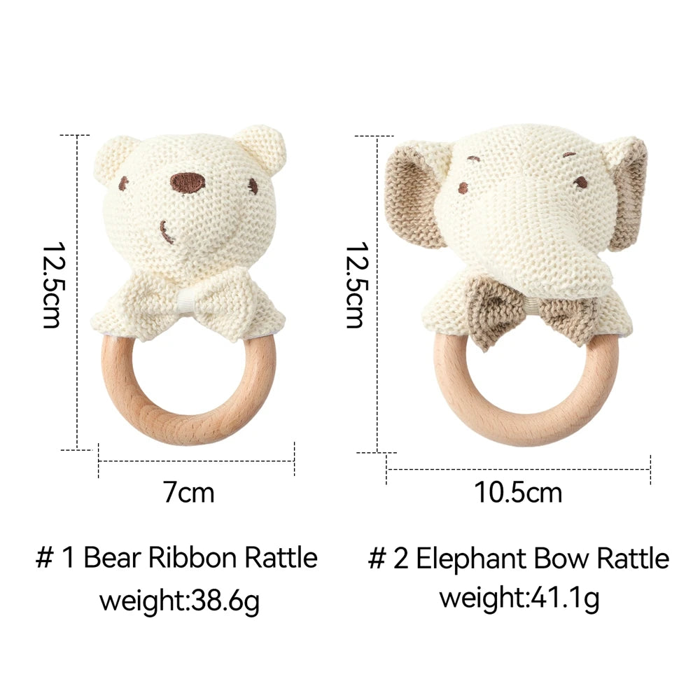 Cute Baby Rattle Toy with Crocheted Bear