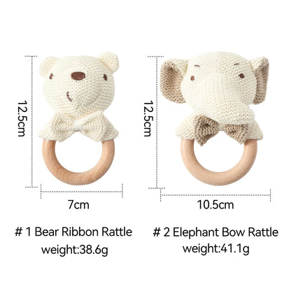 Cute Baby Rattle Toy with Crocheted Bear