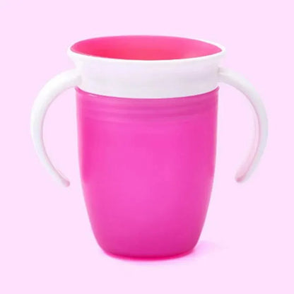 Baby learning drinking cup with double handle and flip lid, suitable for 360-degree rotation