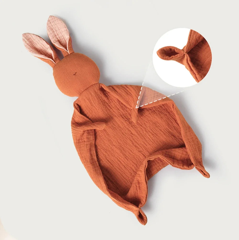Cute bunny security blanket made of 100% cotton for babies