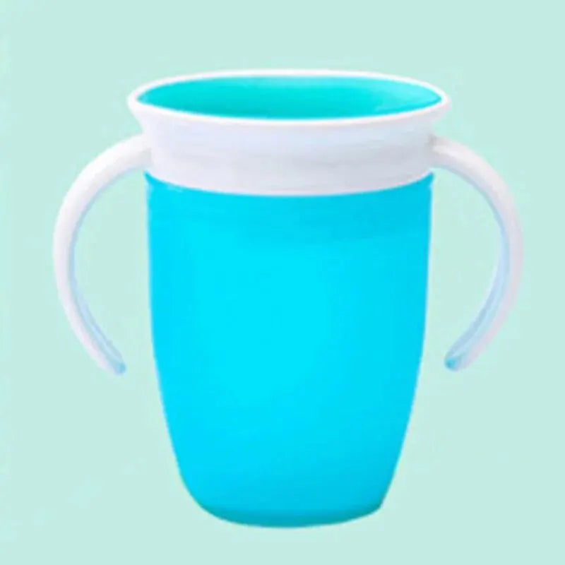Baby learning drinking cup with double handle and flip lid, suitable for 360-degree rotation