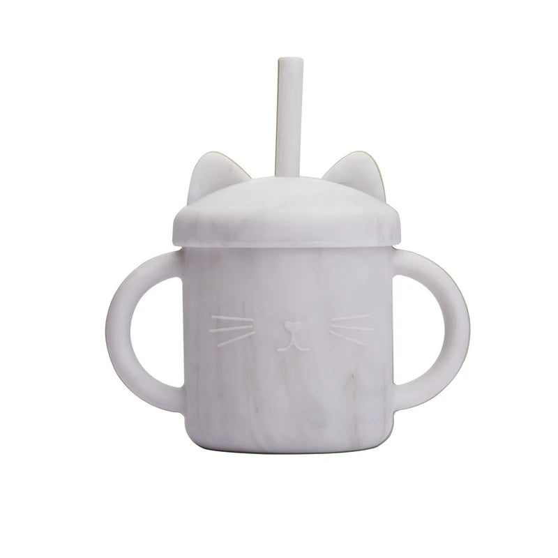 Baby mug with double handle, anti-scald and for leak-proof baby feeding