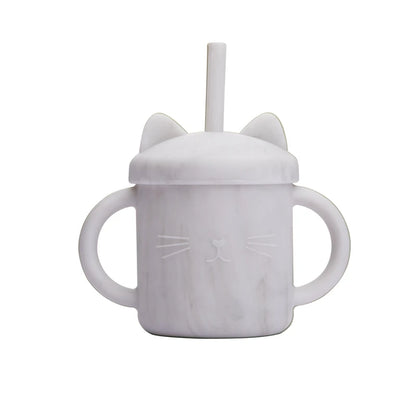 Baby mug with double handle, anti-scald and for leak-proof baby feeding