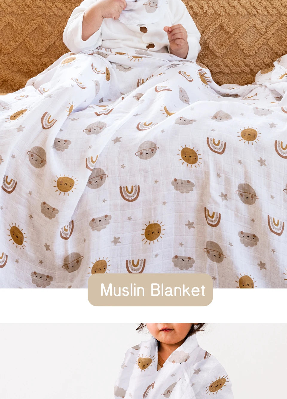 Bamboo Cotton Baby Muslin Swaddle Blanket